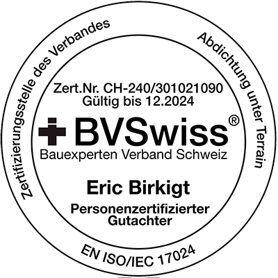 BV-Swiss Zertifikat fuer Eric Birkigt als zertifizierter Gutachter